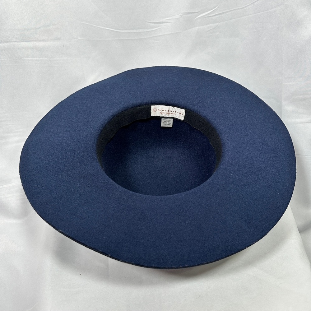 San Diego Hat Co Four Buttons Wool Felt Floppy Fedora Boho Navy O/S Fall Hat - Picture 6 of 12